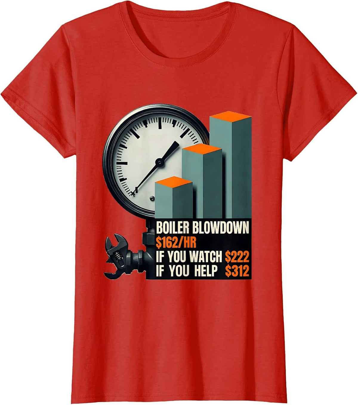 Boiler Blowdown Funny Plumber Hourly Rate Trade Humor T-Shirt - Red