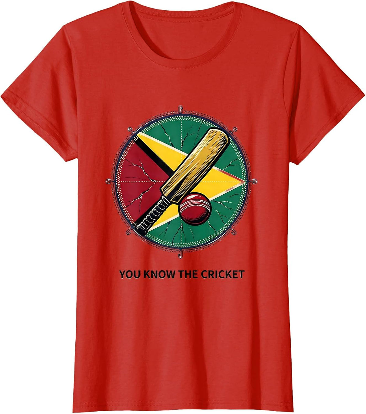You Know The Cricket Guyanese Flag Heritage Retro T-Shirt - Red