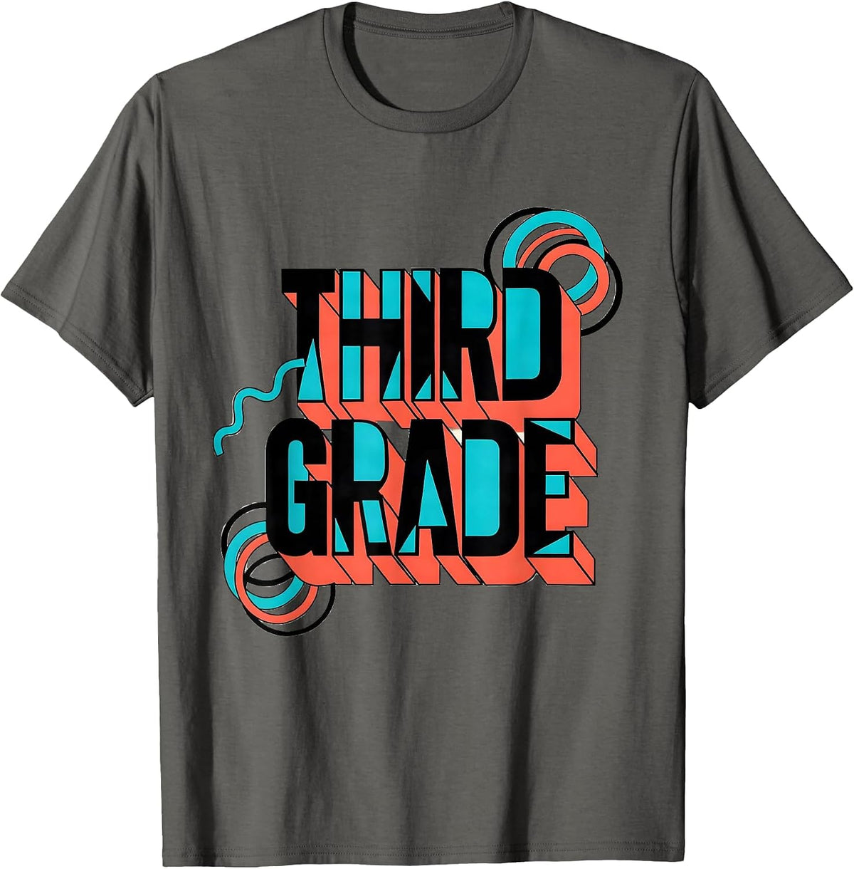 Third Grade Memphis Postmodern Back To School Teacher T-Shirt - Asphalt Grey