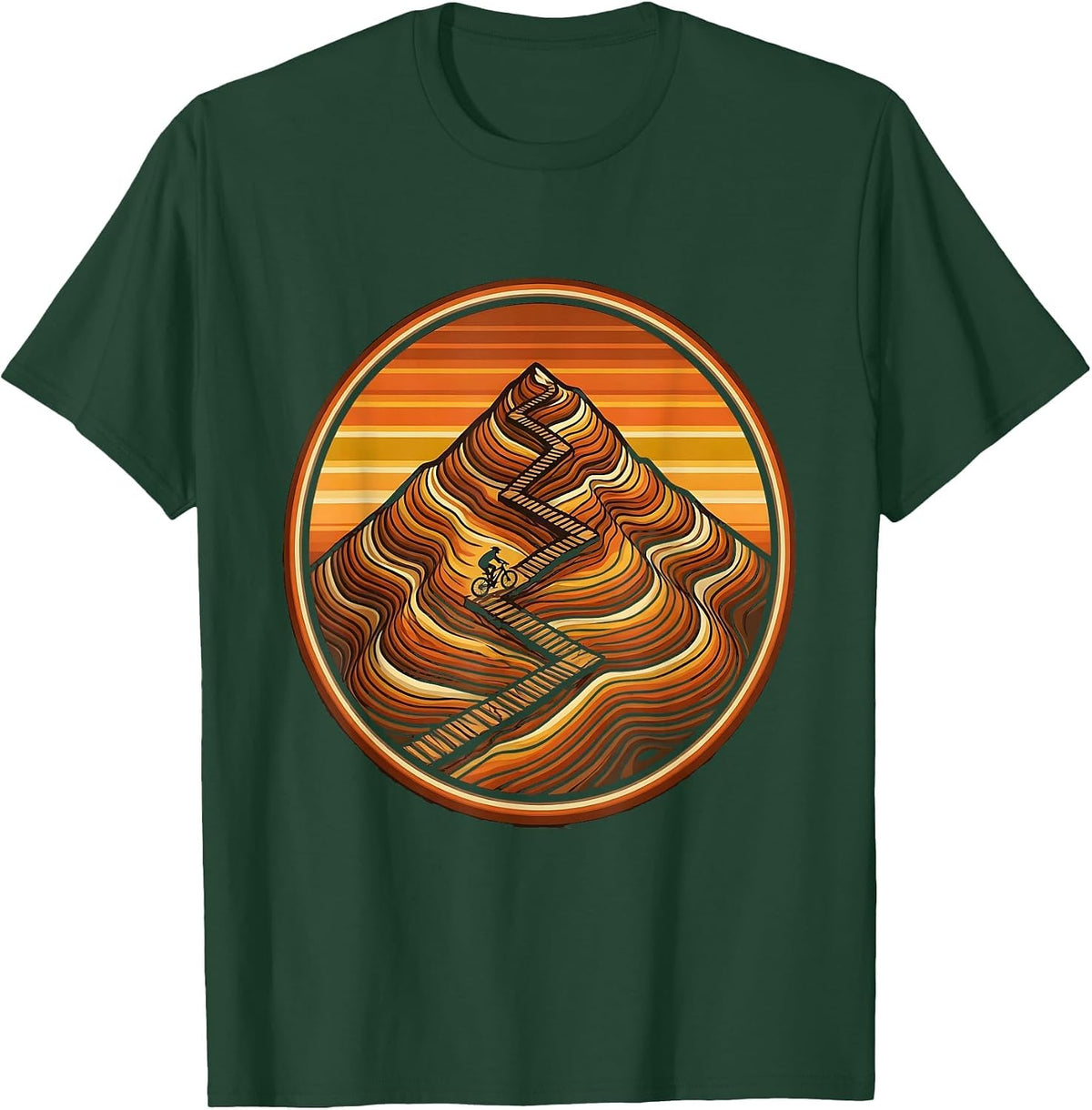 Switchback Trail Aerial View Mountain Bike Graphic T-Shirt - Dark Green