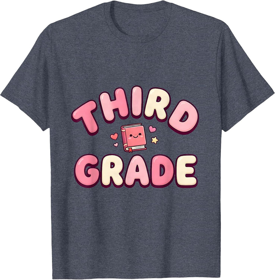 Third Grade Cute Kawaii Back To School Teacher Student T-Shirt - Heather Blue