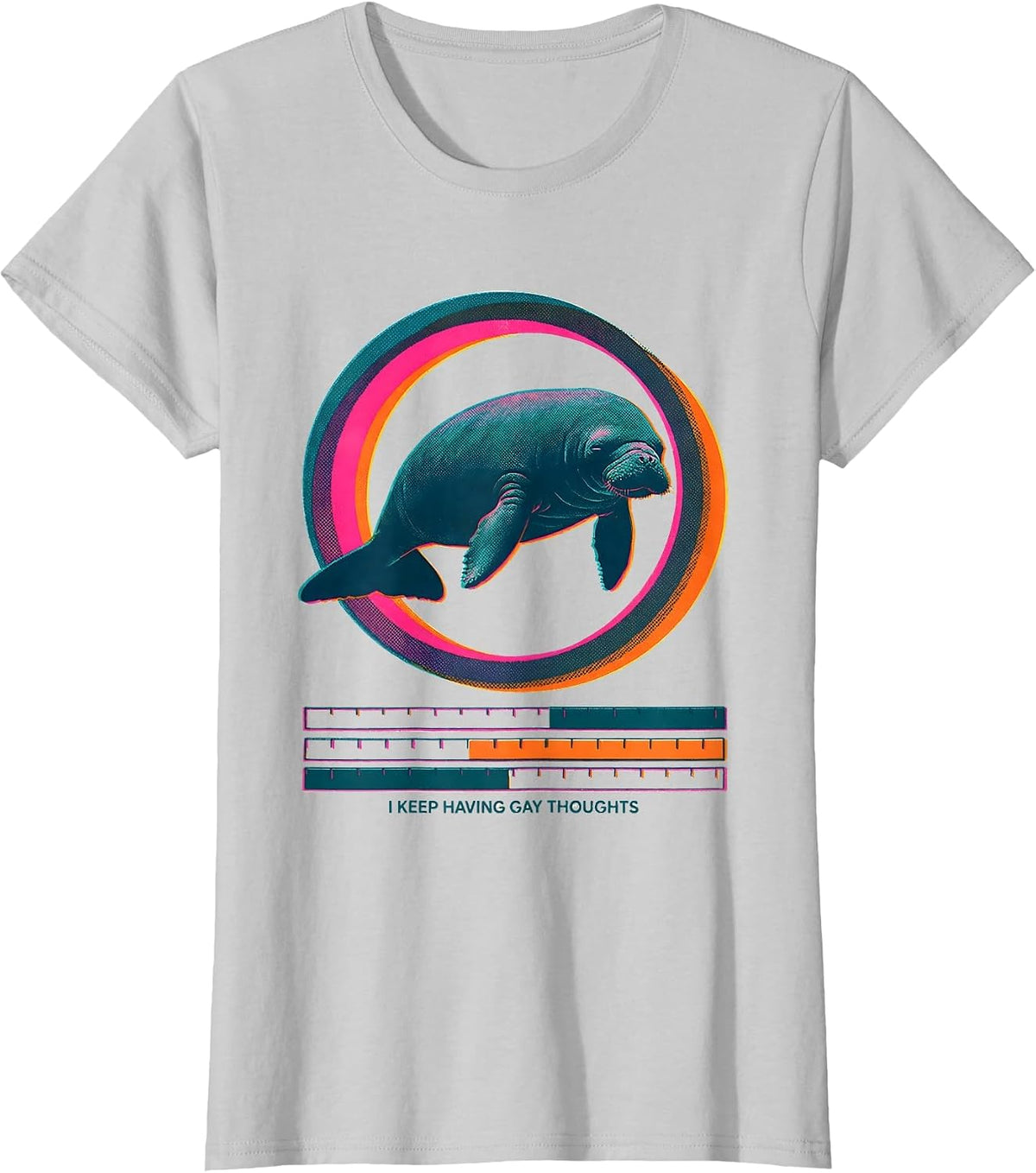 I Keep Having Gay Thoughts Funny Manatee Meme Bootleg Humor T-Shirt - Silver Grey