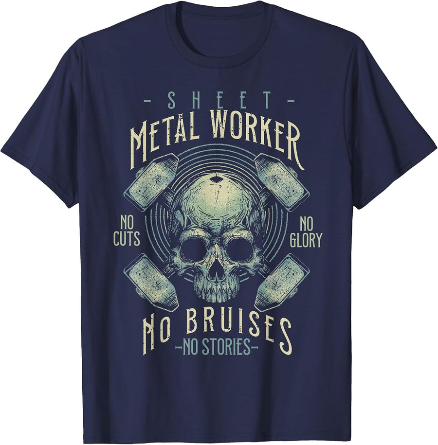 Fabrication Sheet Metal Welding Laborer Sheet Metal Worker T-Shirt - Navy Blue