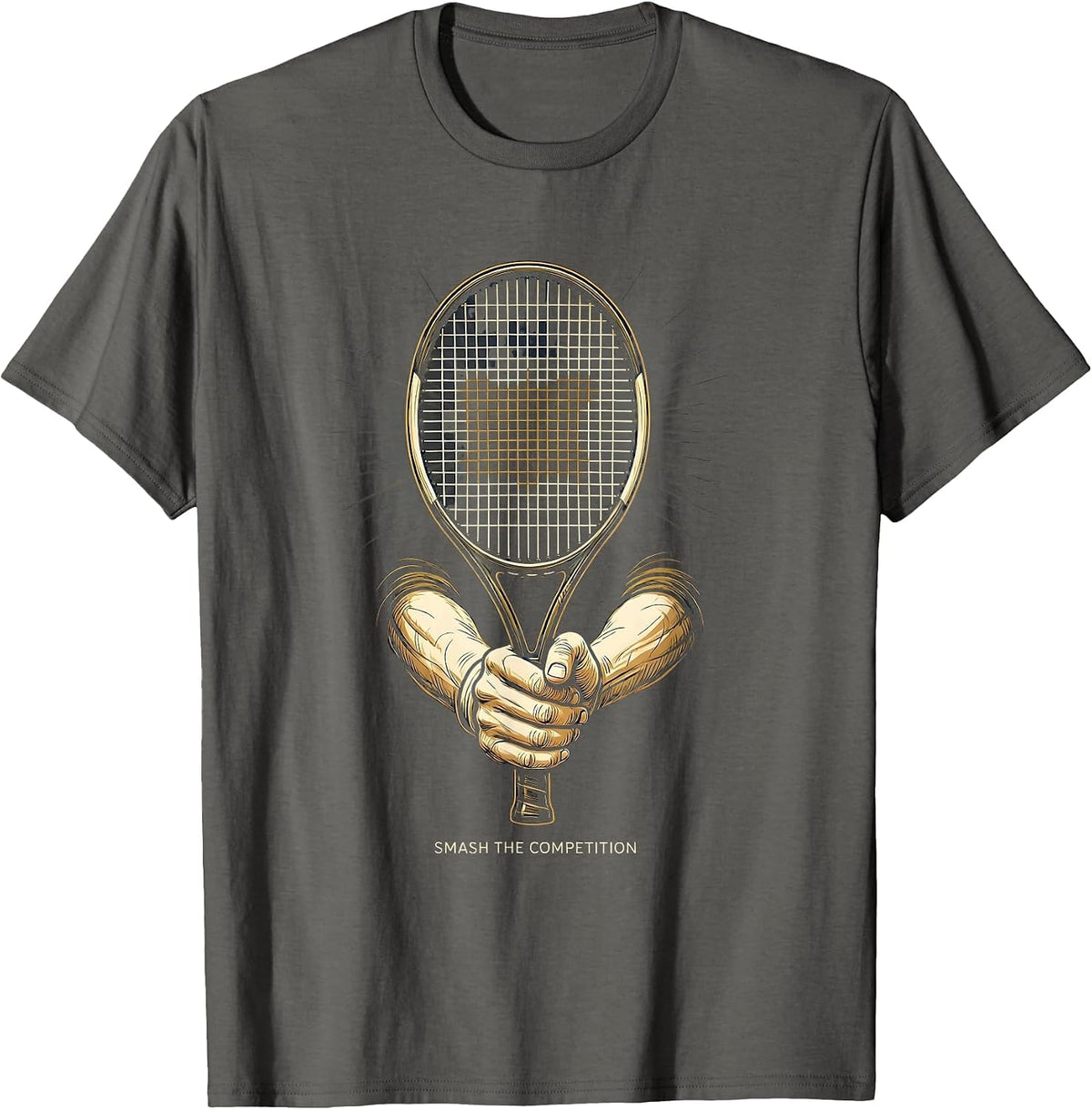 Smash the Competition Tennis Graphic Design T-Shirt - Asphalt Grey