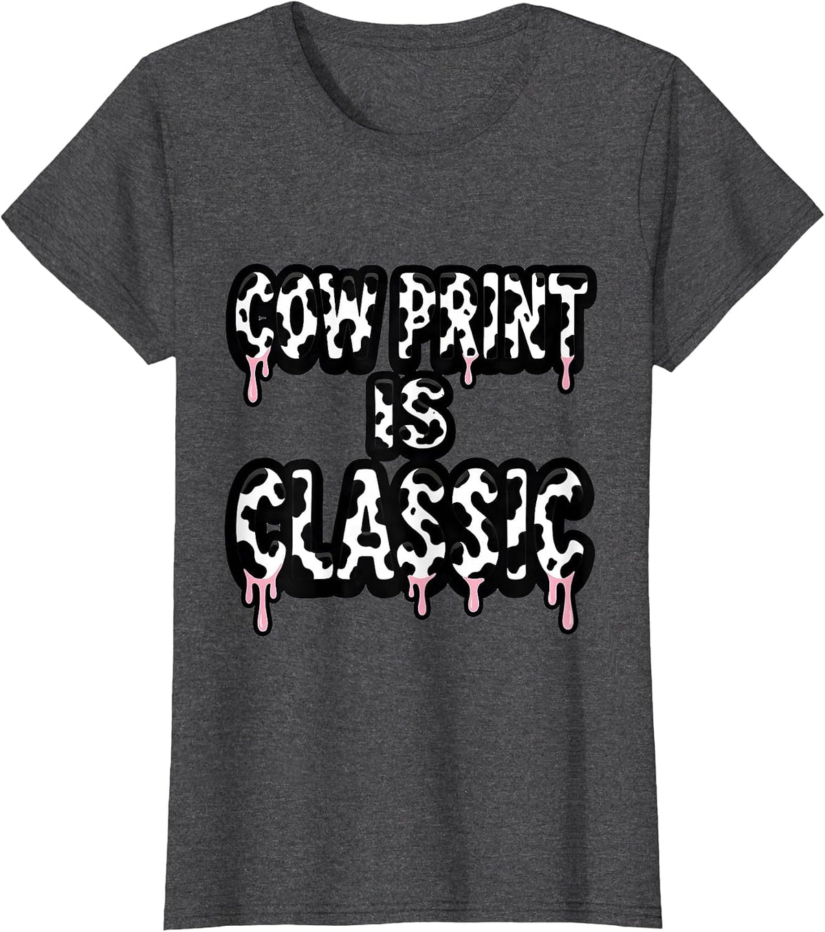 Women's Cow Print Is Classic Bold Animal Print Design T-Shirt - Dark Heather Grey
