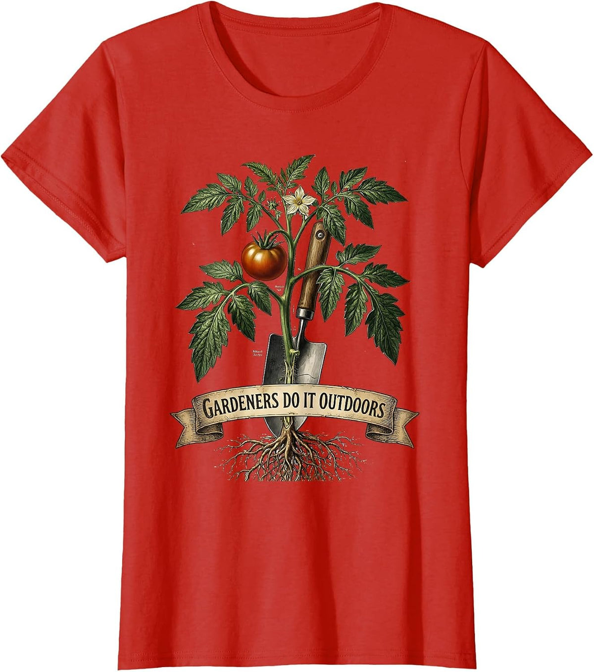 Gardeners Do It Outdoors Funny Garden Design T-Shirt - Red