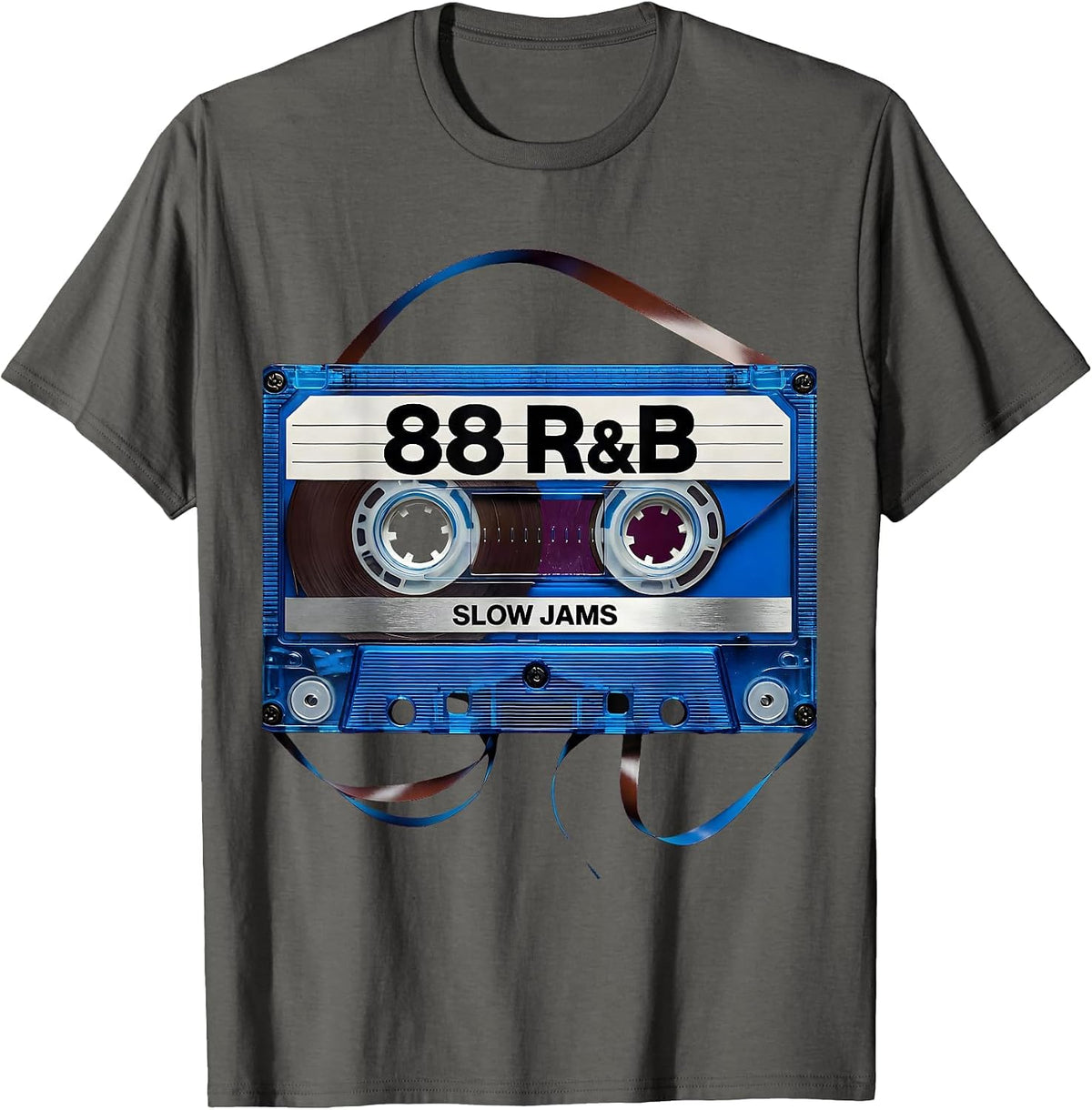 Men's 88 R&B Slow Jams Retro Cassette Deck Old School Mixtape T-Shirt - Asphalt Grey