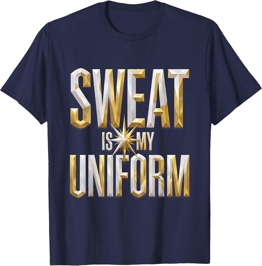 Sweat Is My Uniform Blue Collar Worker Design T-Shirt - Navy Blue