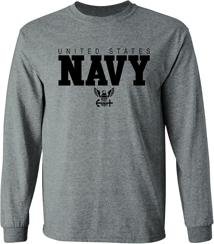 U.S. Navy Anchor Adult Long Sleeve T-Shirt - Dark Heather