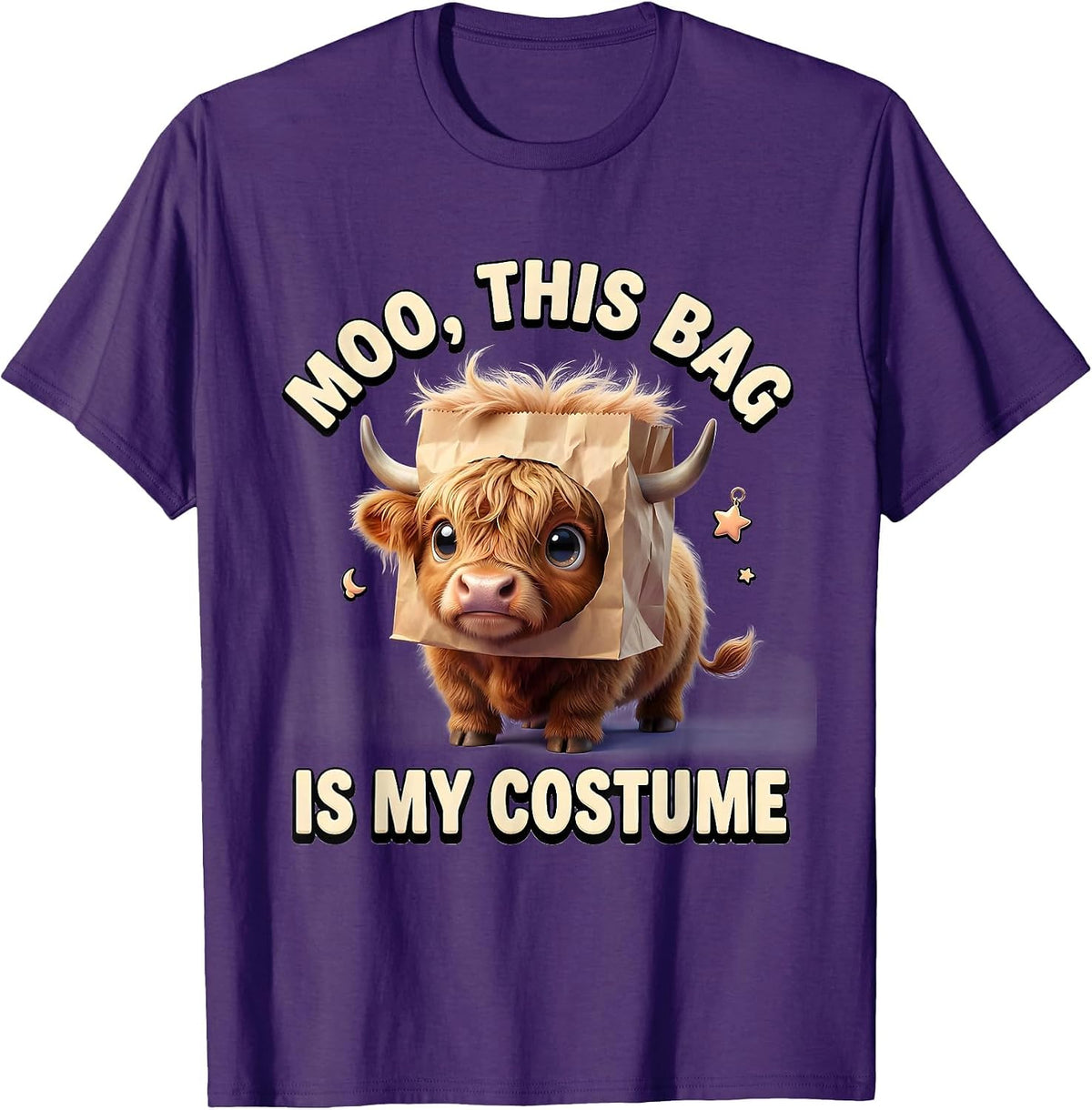 Moo This Bag Is My Costume Cute Kawaii Highland Cow T-Shirt - Purple