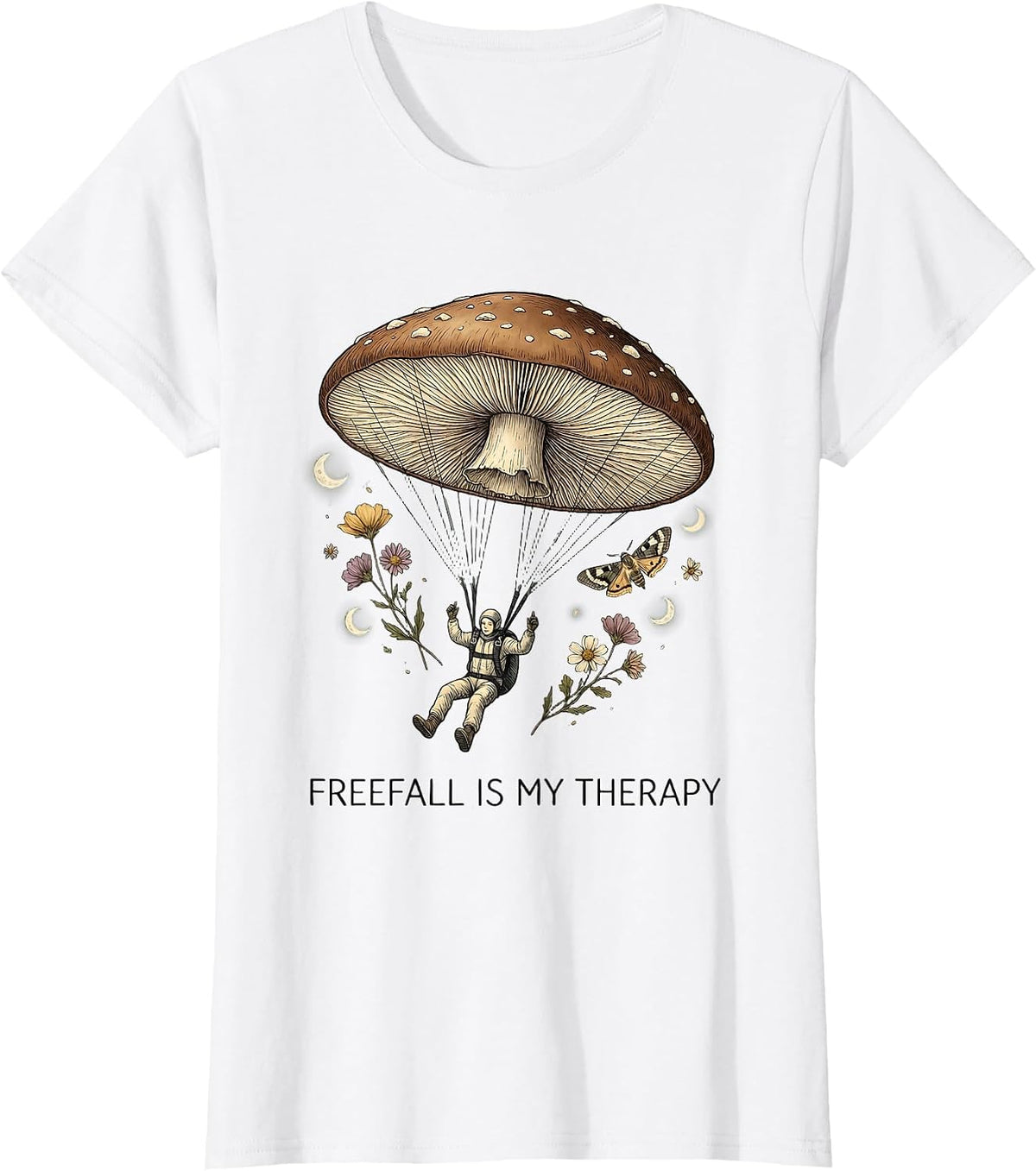 Freefall Is My Therapy Skydiving Design T-Shirt - White