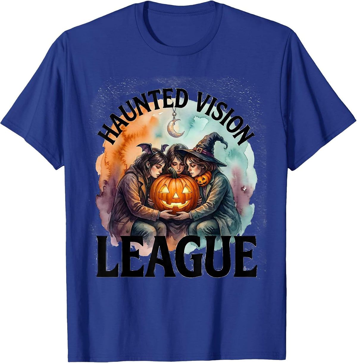 Haunted Vision League Watercolor Halloween Optometrist Eye T-Shirt - Royal Blue