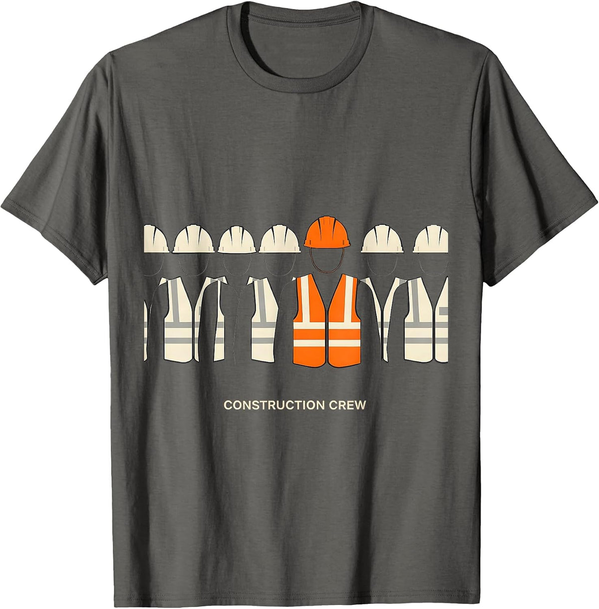 Men's Construction Crew Geometric Hard Hat Vest Worker Trade Humor T-Shirt - Asphalt Grey