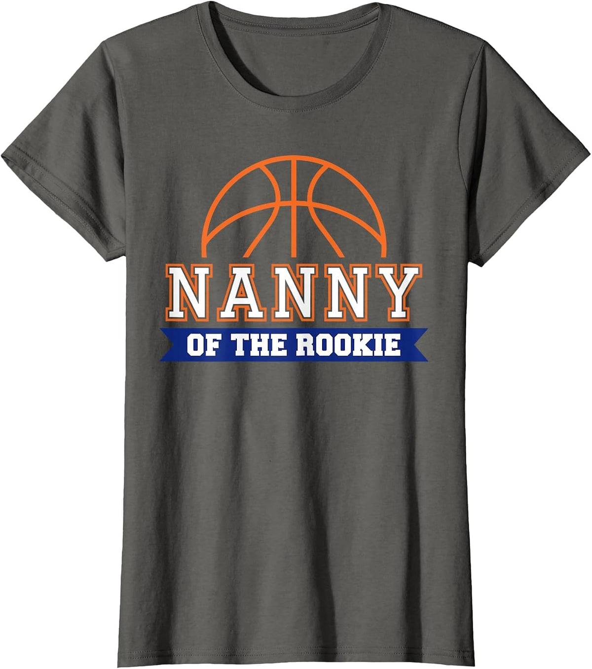 Nanny of Rookie 1st Birthday Basketball Theme Matching Party T-Shirt - Asphalt Grey