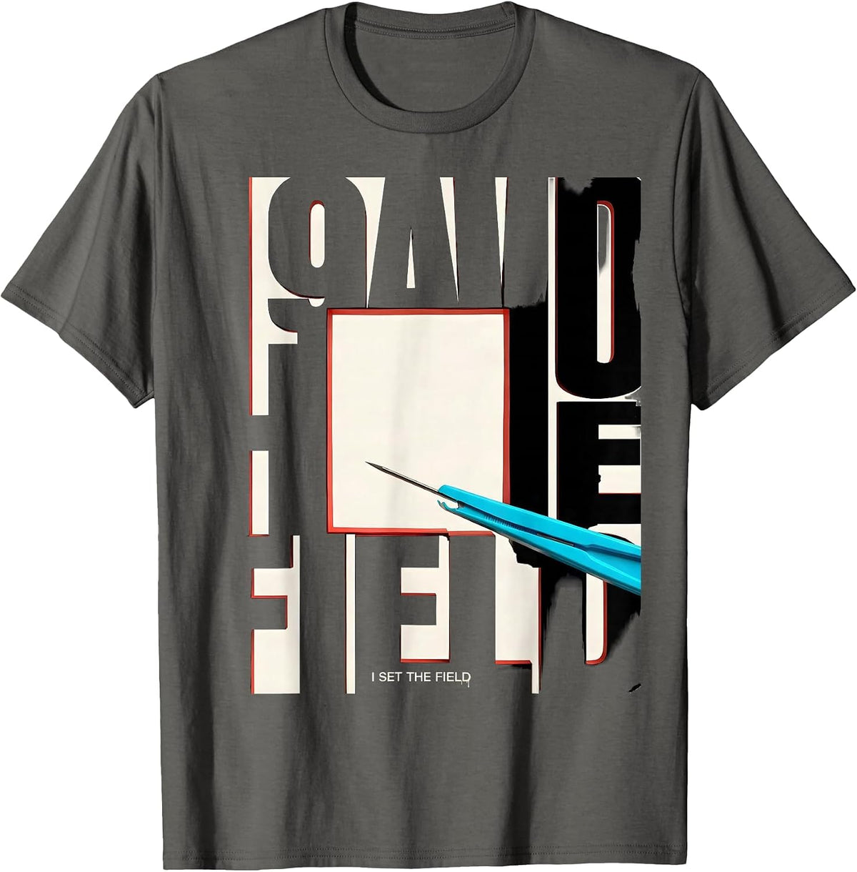 Men's I Set The Field New Wave Surgical Tech Occupational Pride T-Shirt - Asphalt Grey
