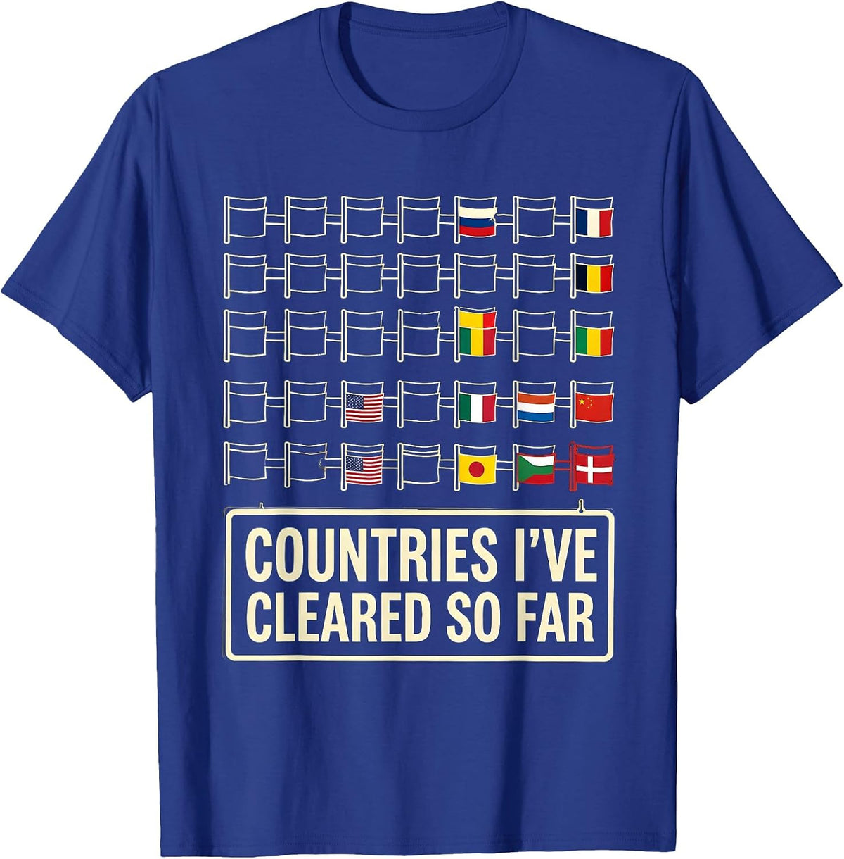 Men's Countries I've Cleared So Far Educational Geography Travel T-Shirt - Royal Blue