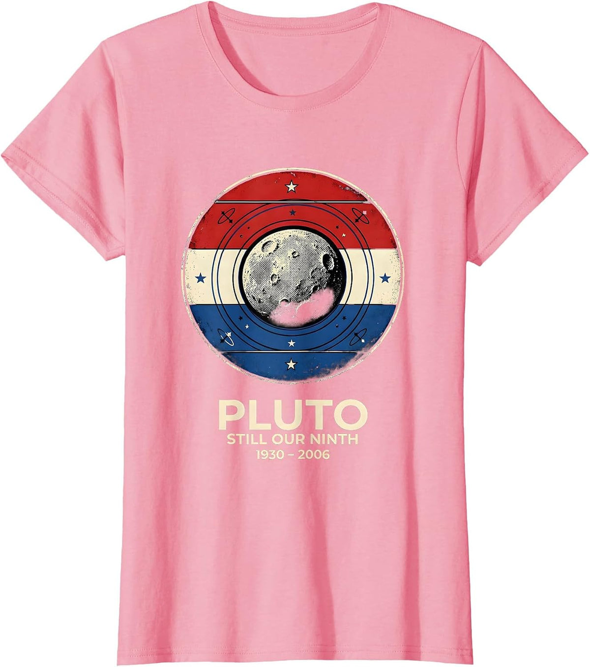 Women's Pluto Still Our Ninth 1930–2006 Funny Retro Astronomy Space T-Shirt - Pink