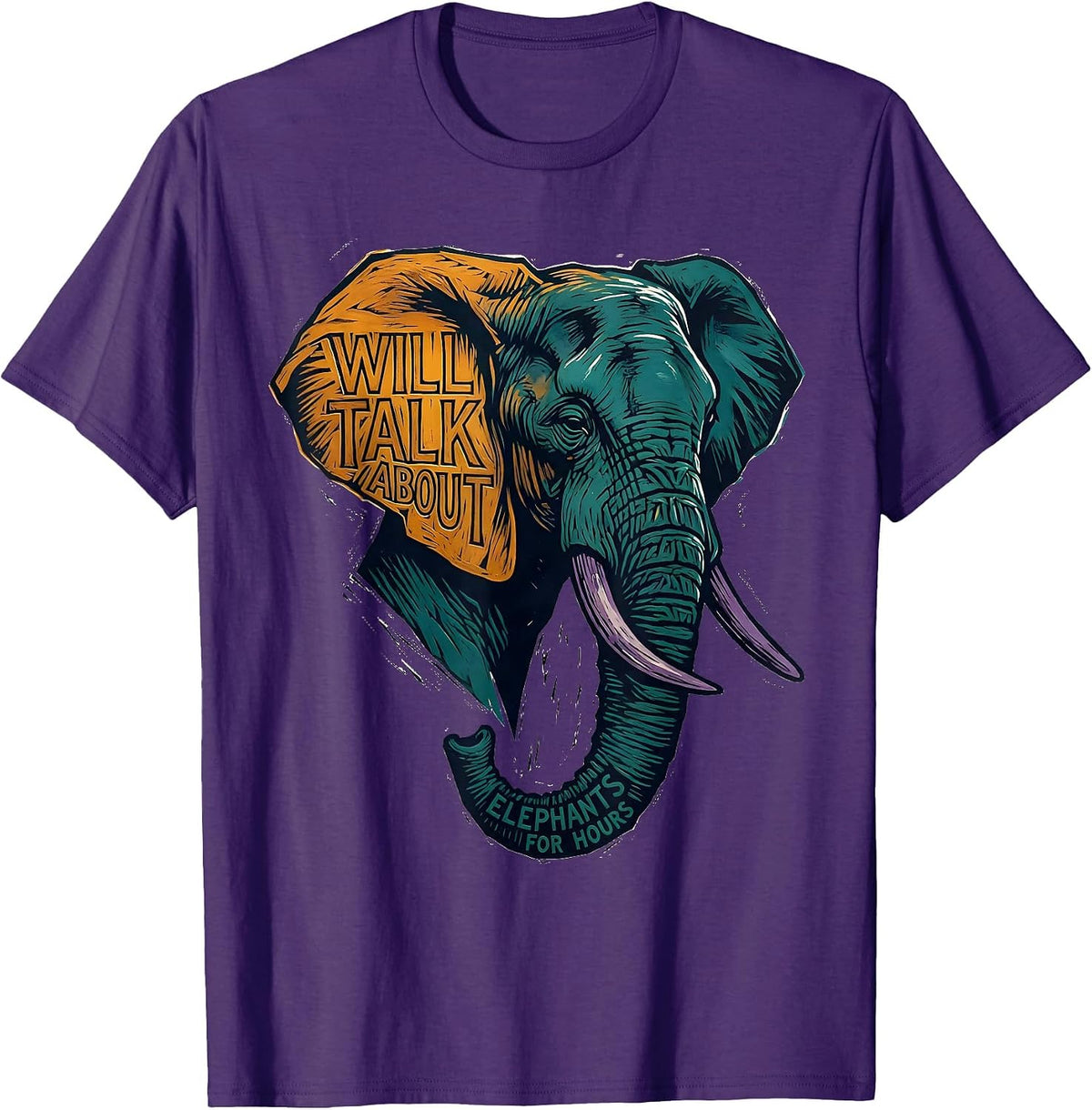 Will Talk About Elephants For Hours Funny Elephant Lover Art T-Shirt - Purple
