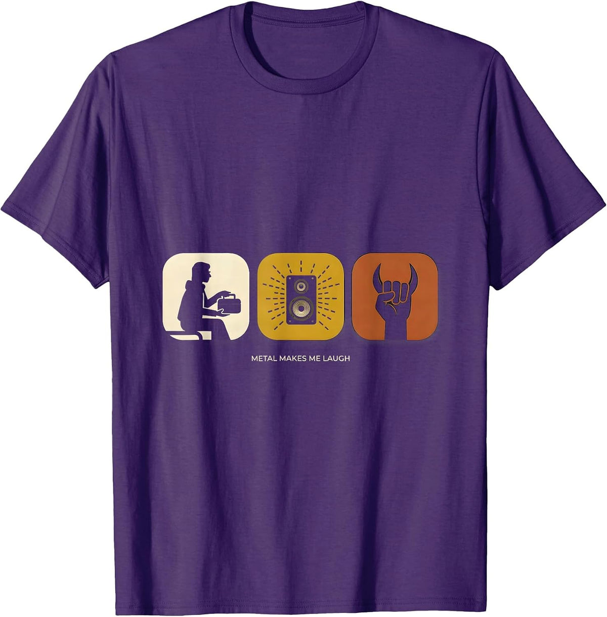 Metal Makes Me Laugh Funny Heavy Metal Metalhead Rock Fan T-Shirt - Purple