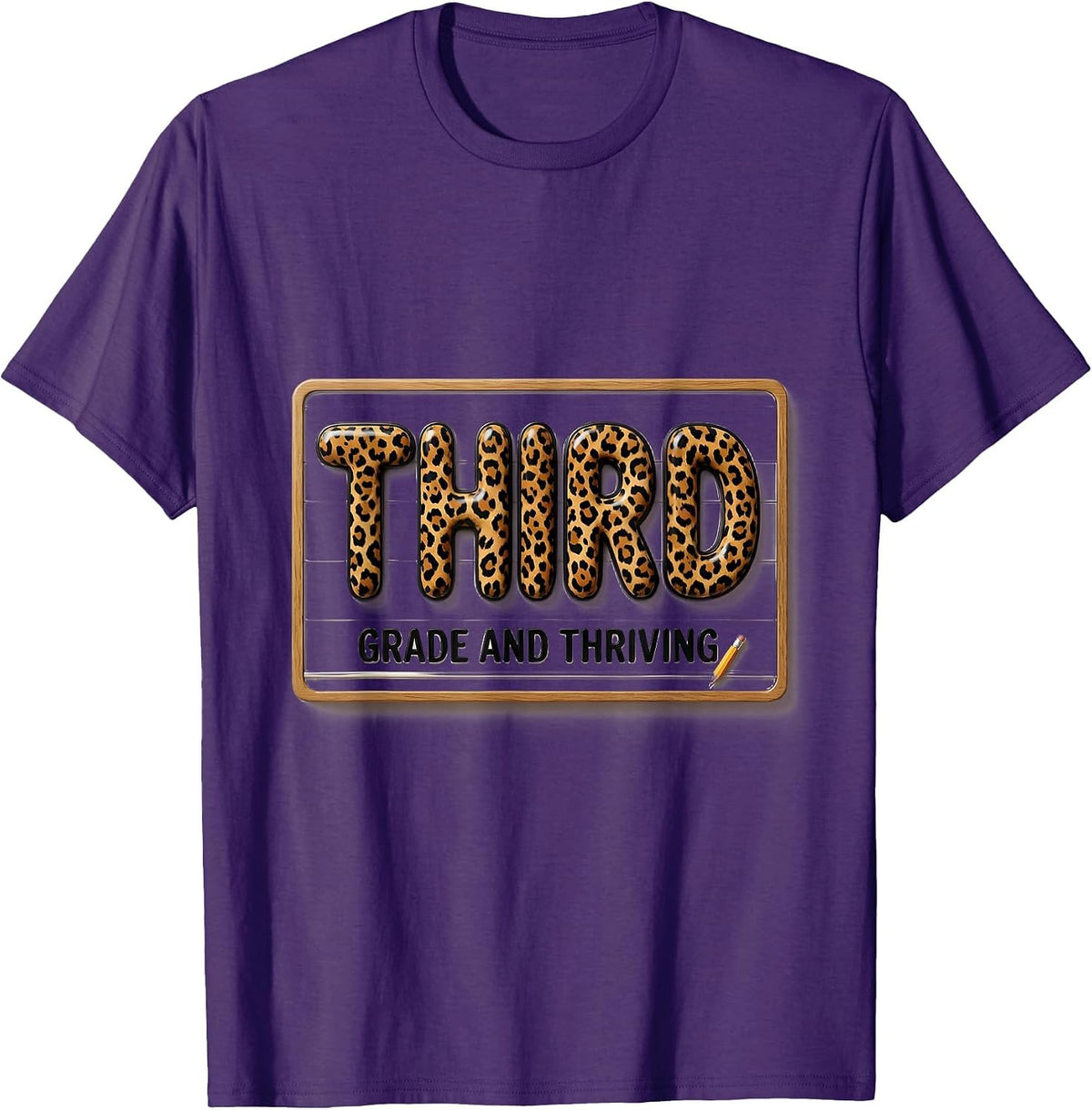 Third Grade And Thriving Leopard Teacher Back To School Girl T-Shirt - Purple