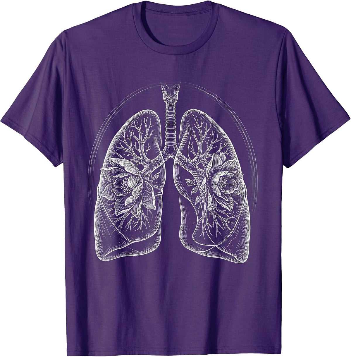 Men's Radiology Lungs Blooming Flowers X-Ray Art T-Shirt - Purple