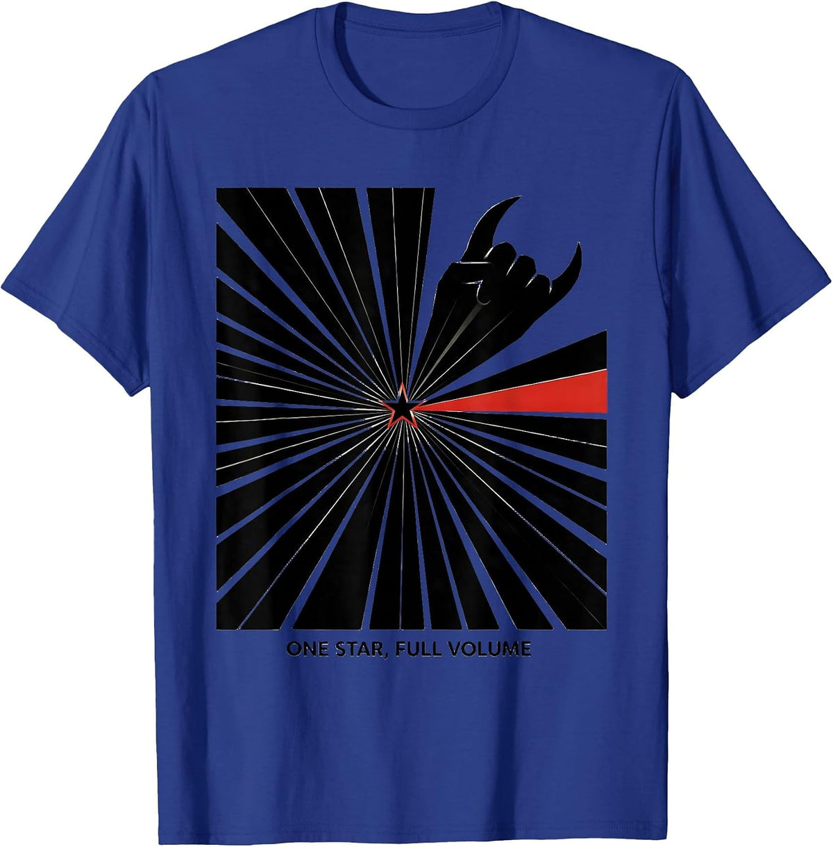 Men's One Star Full Volume Heavy Metal Rock Christmas Humor T-Shirt - Royal Blue