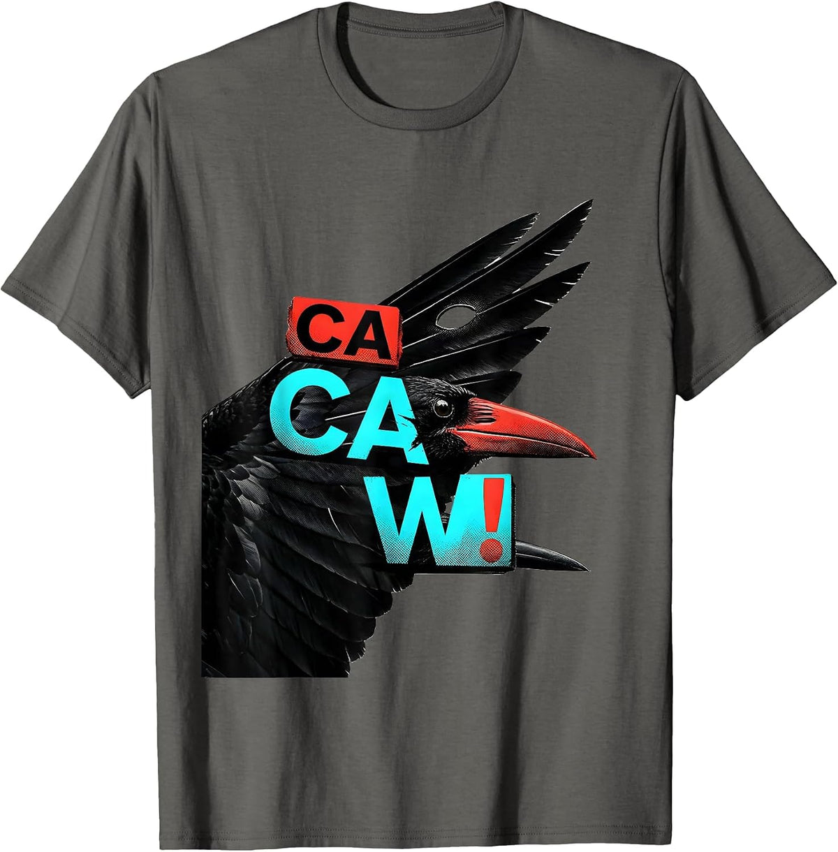Ca Caw! Funny Crow F-Caw-F Raven Dark Humor Gothic T-Shirt - Asphalt Grey