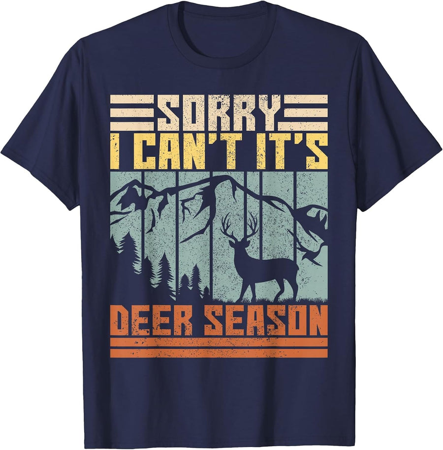 Sorry I Can't It's Deer Season Men Funny Hunter Deer Hunting T-Shirt - Navy Blue