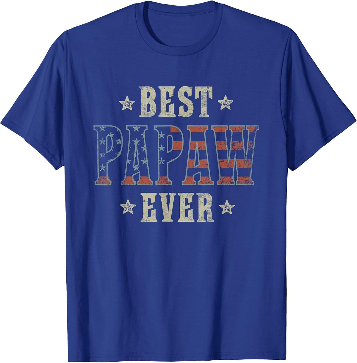 Best Papaw Ever Patriotic American Flag Design Papaw T-Shirt - Royal Blue