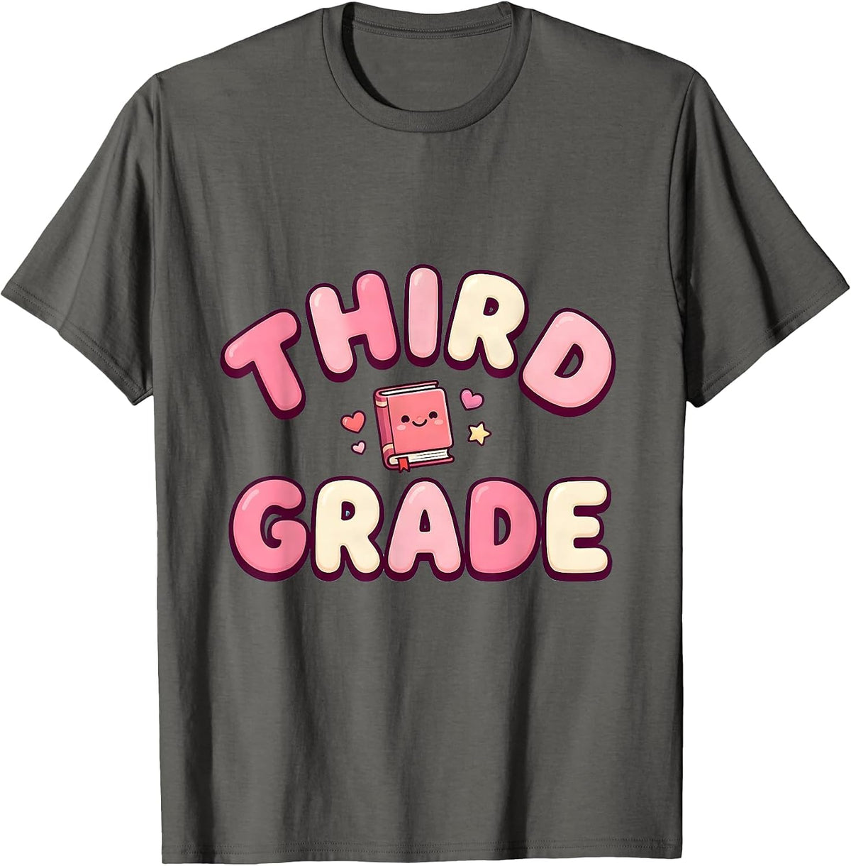 Third Grade Cute Kawaii Back To School Teacher Student T-Shirt - Asphalt Grey
