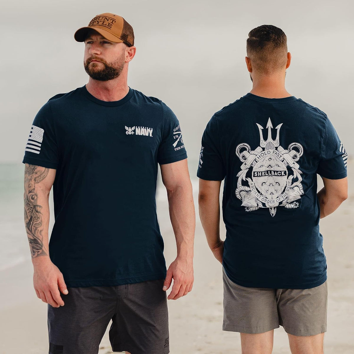 Grunt Style Shellback Seal USN Men's T-Shirt - size chart