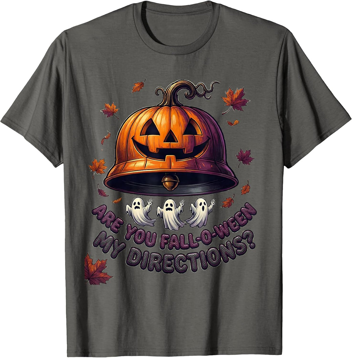 Men's Are You Fall-O-Ween My Directions Teacher Halloween Ghost T-Shirt - Asphalt Grey