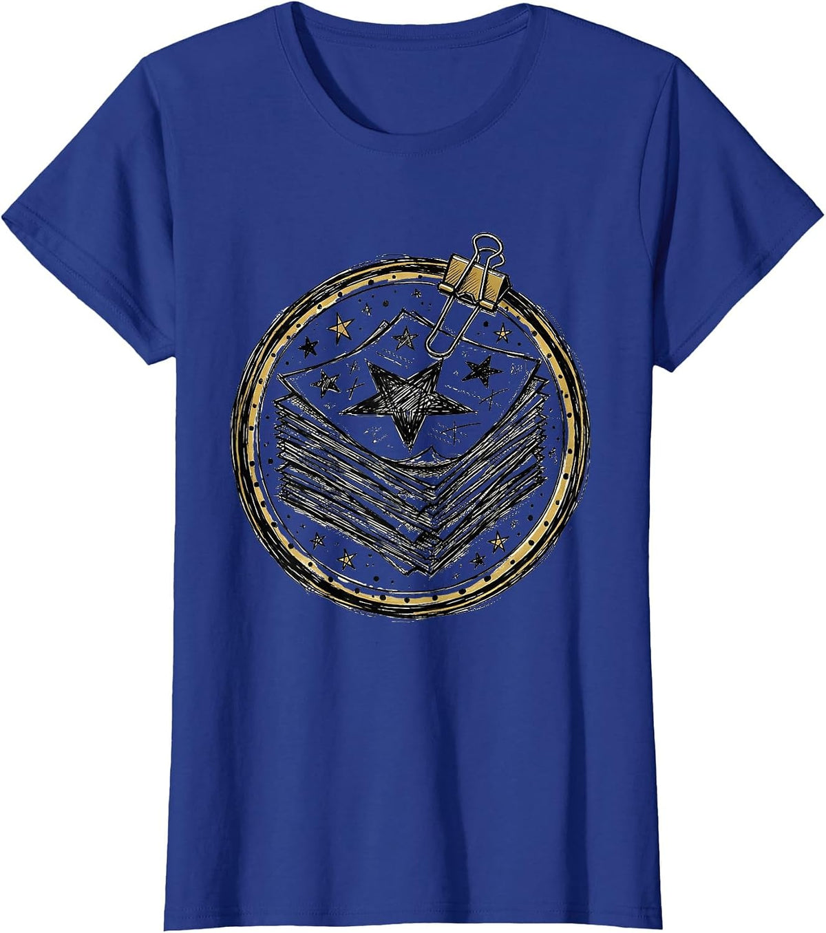 Women's Third Grade Teacher Graded Papers Gold Stars T-Shirt - Royal Blue