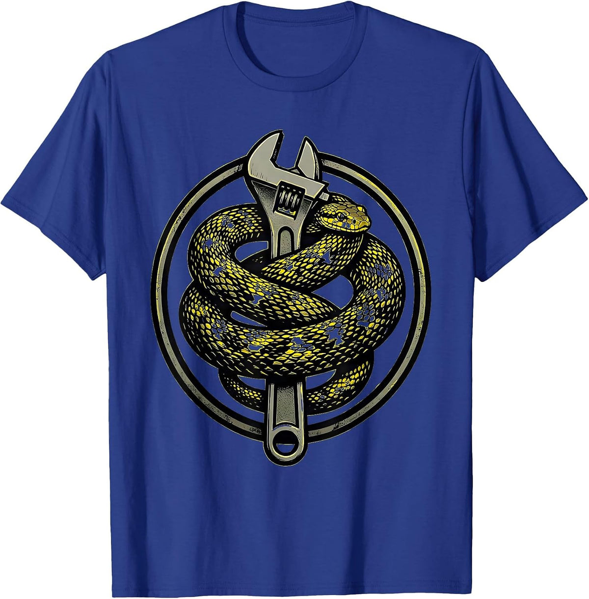 Snake Coiled Around Torque Wrench Graphic T-Shirt - Royal Blue