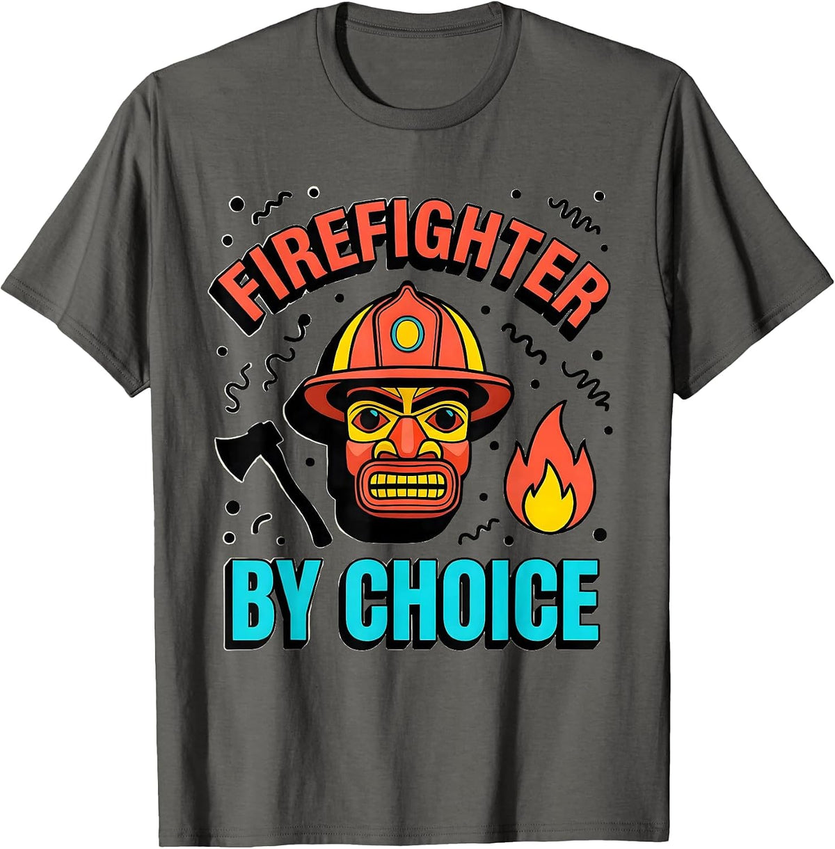 Men's Firefighter By Choice Brave Hero Design T-Shirt - Asphalt Grey