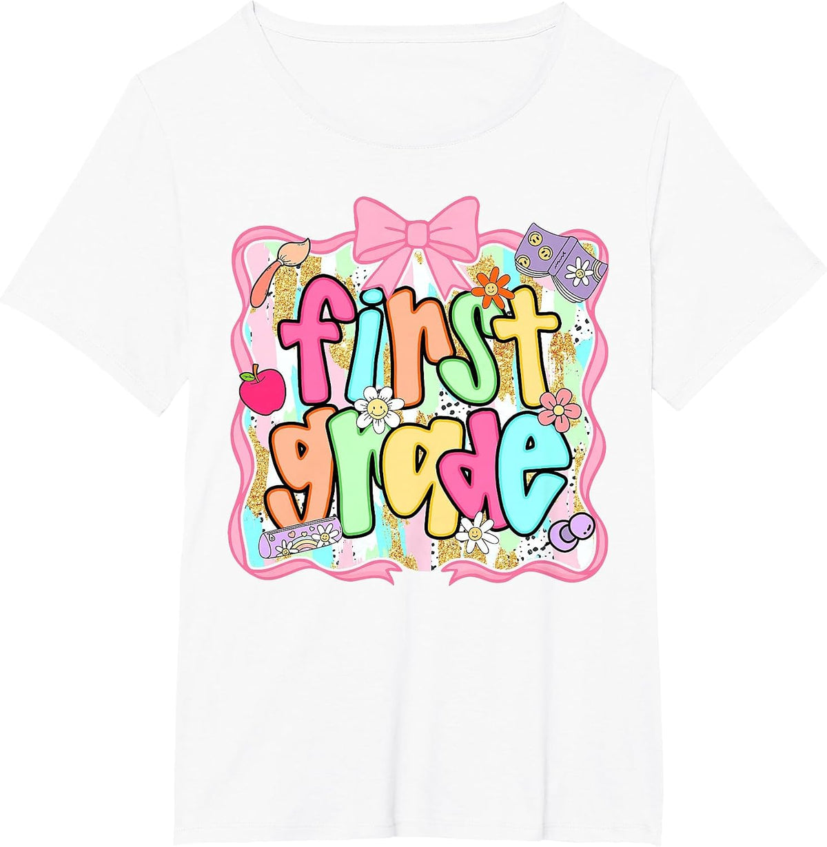 Back to School 1st Grade First Grade Preppy Teacher Girl T-Shirt - White