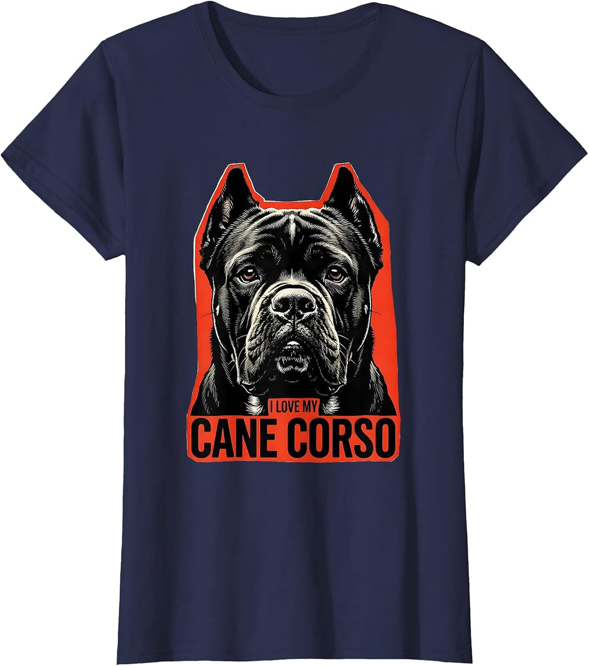 Women's I Love My Cane Corso Stencil Graphic Dog Lover Gift T-Shirt - Navy Blue