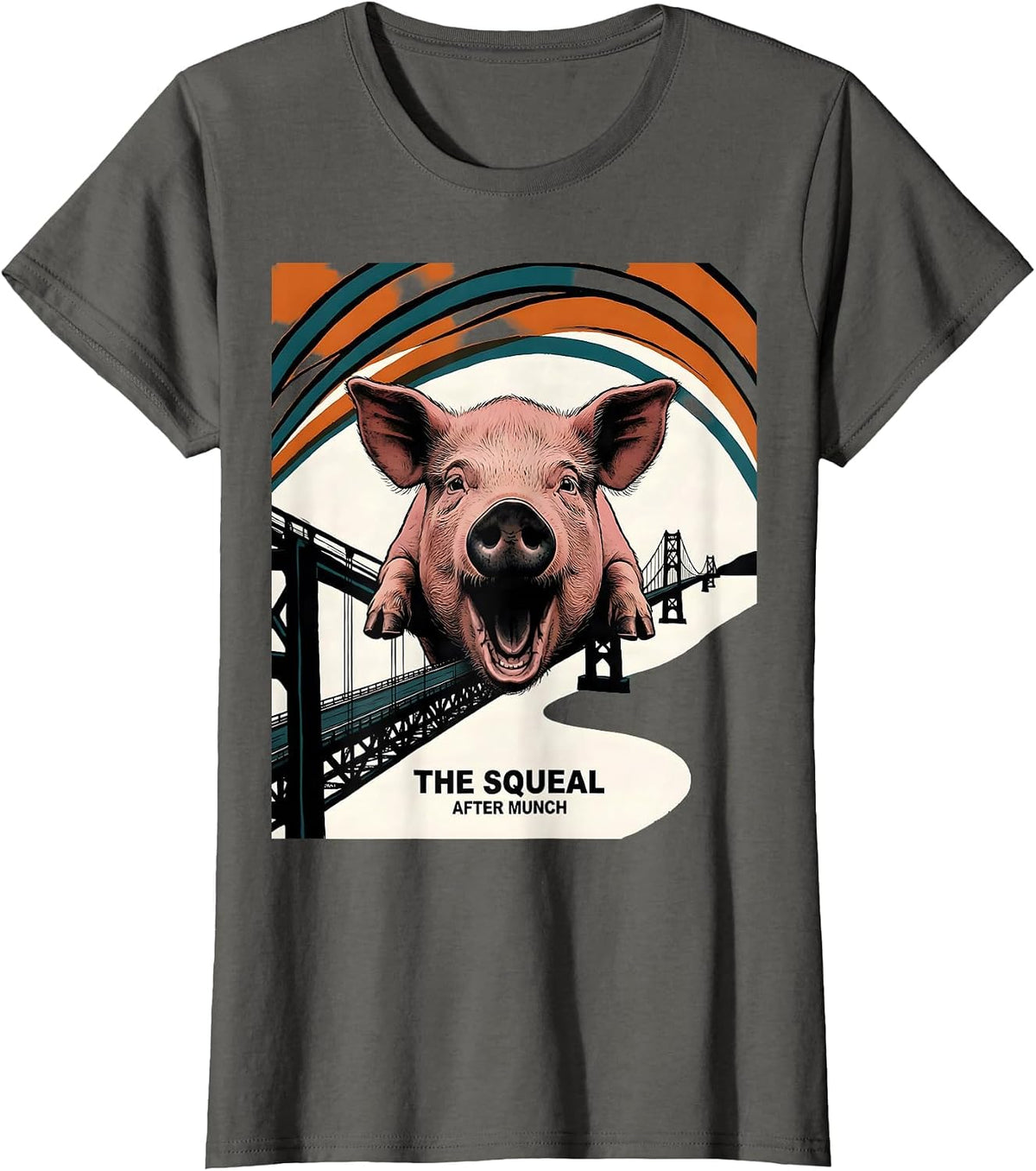 Women's The Squeal — After Munch Artistic Vintage Painting Parody T-Shirt - Asphalt Grey