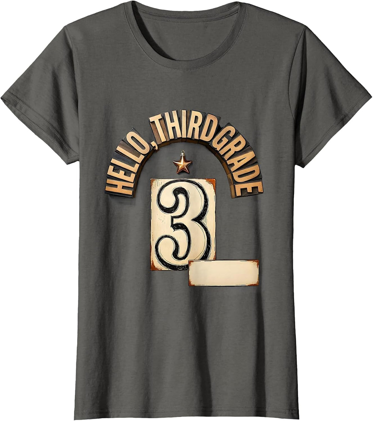 Women's Hello, Third Grade Cute Elementary Teacher Back To School T-Shirt - Asphalt Grey