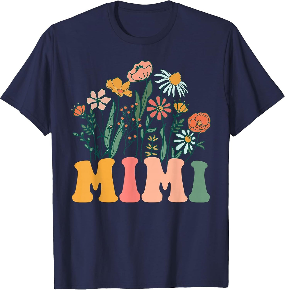 New Mimi Wildflower First Birthday & Baby Shower T-Shirt - Navy Blue