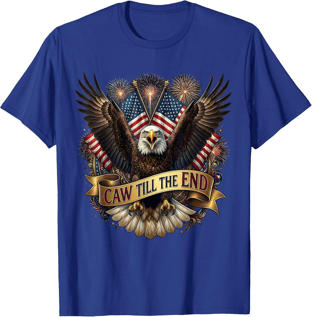 Men's Caw Till The End Crow Lover Design T-Shirt - Royal Blue