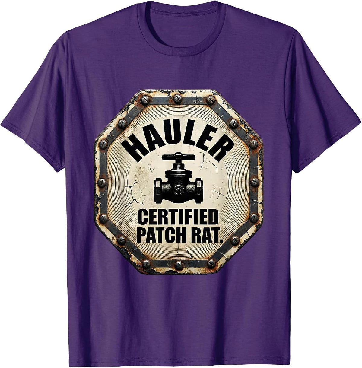 Men's Hauler — Certified Patch Rat Distressed Oilfield Worker Gift T-Shirt - Purple