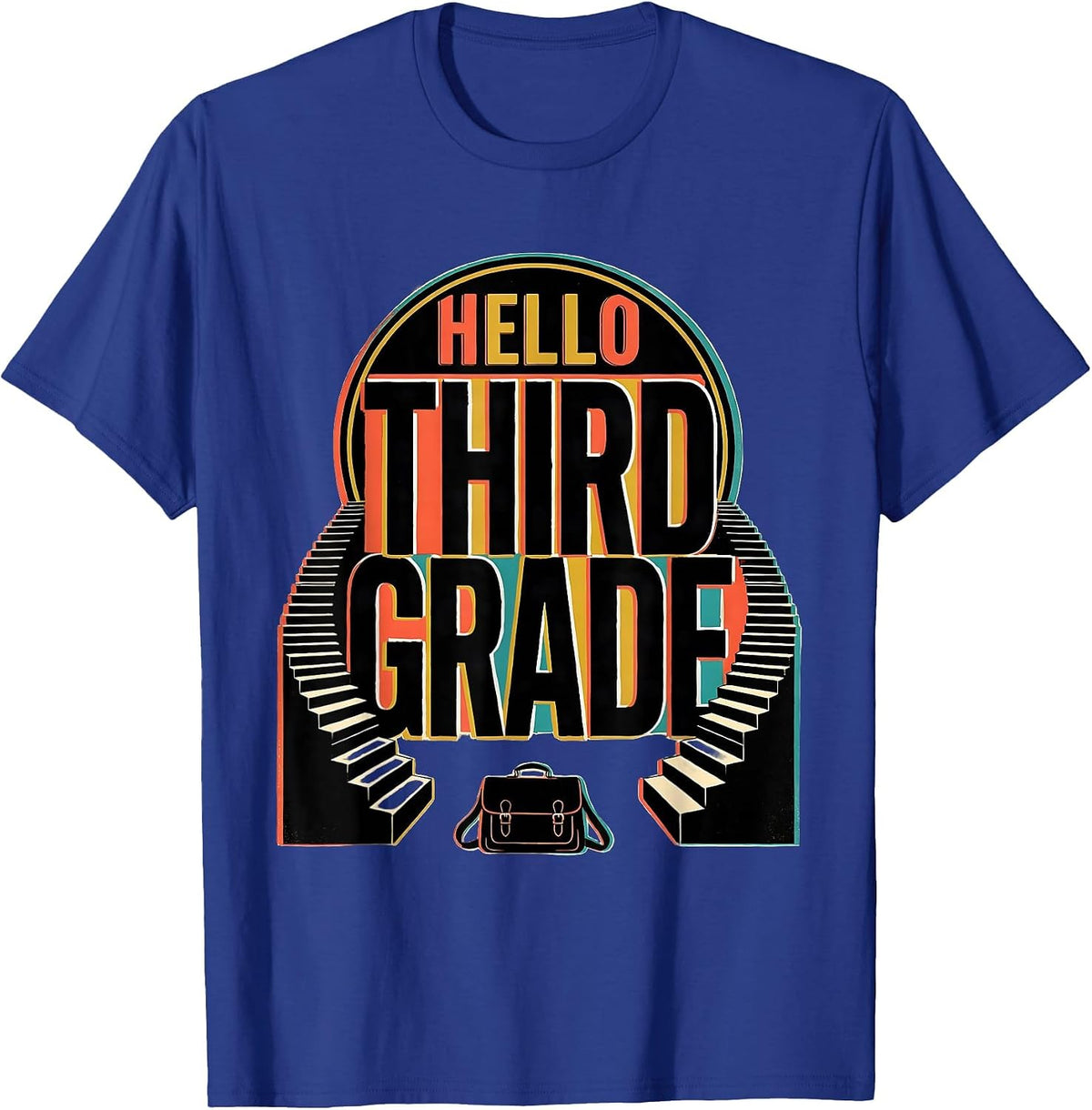 Men's Hello Third Grade Playful Whimsical Kids Teacher Back T-Shirt - Royal Blue