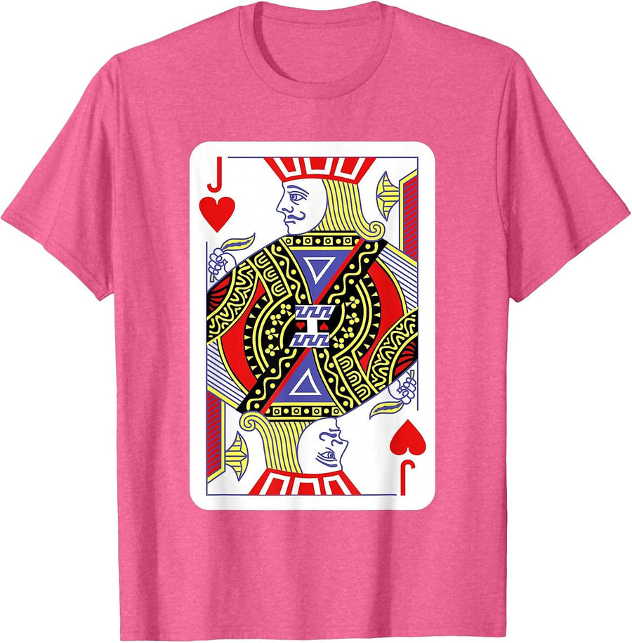 Jack of Hearts Playing Cards Halloween Costume Casino Easy T-Shirt - Pink Heather
