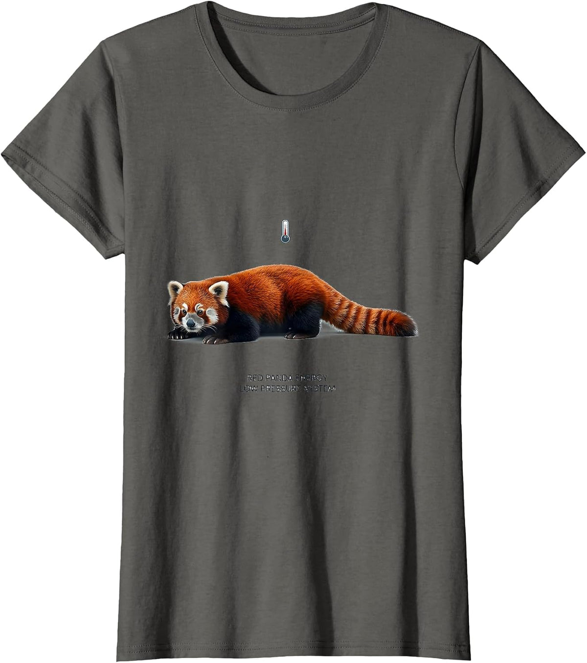 Women's Red Panda Energy Low Pressure System Funny Animal Lover T-Shirt - Asphalt Grey