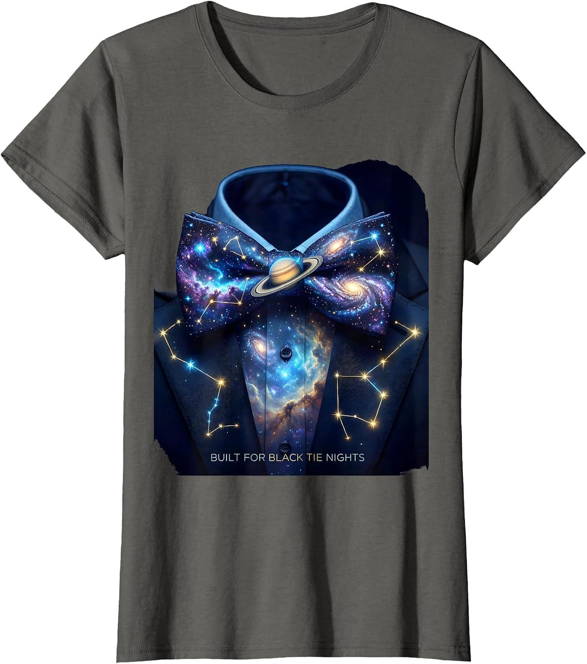 Women's Built for Black Tie Nights Tuxedo Graphic T-Shirt - Asphalt Grey