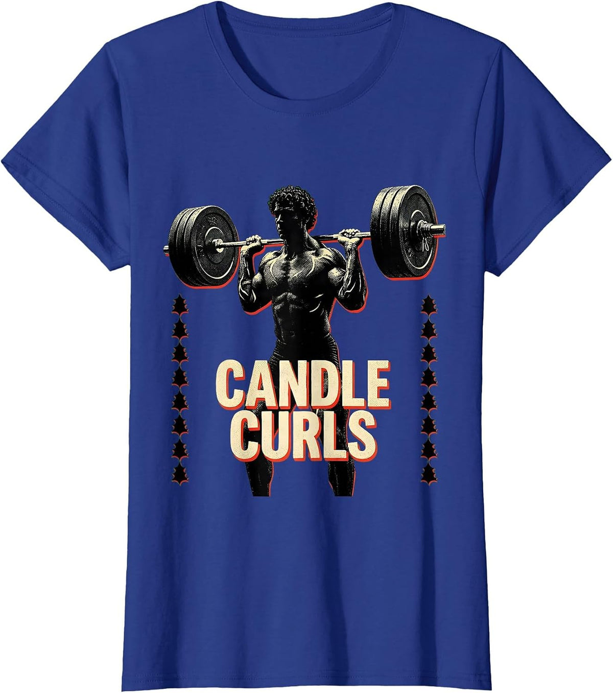 Women's Candle Curls Funny Christmas Gym Bodybuilding Weightlifting T-Shirt - Royal Blue