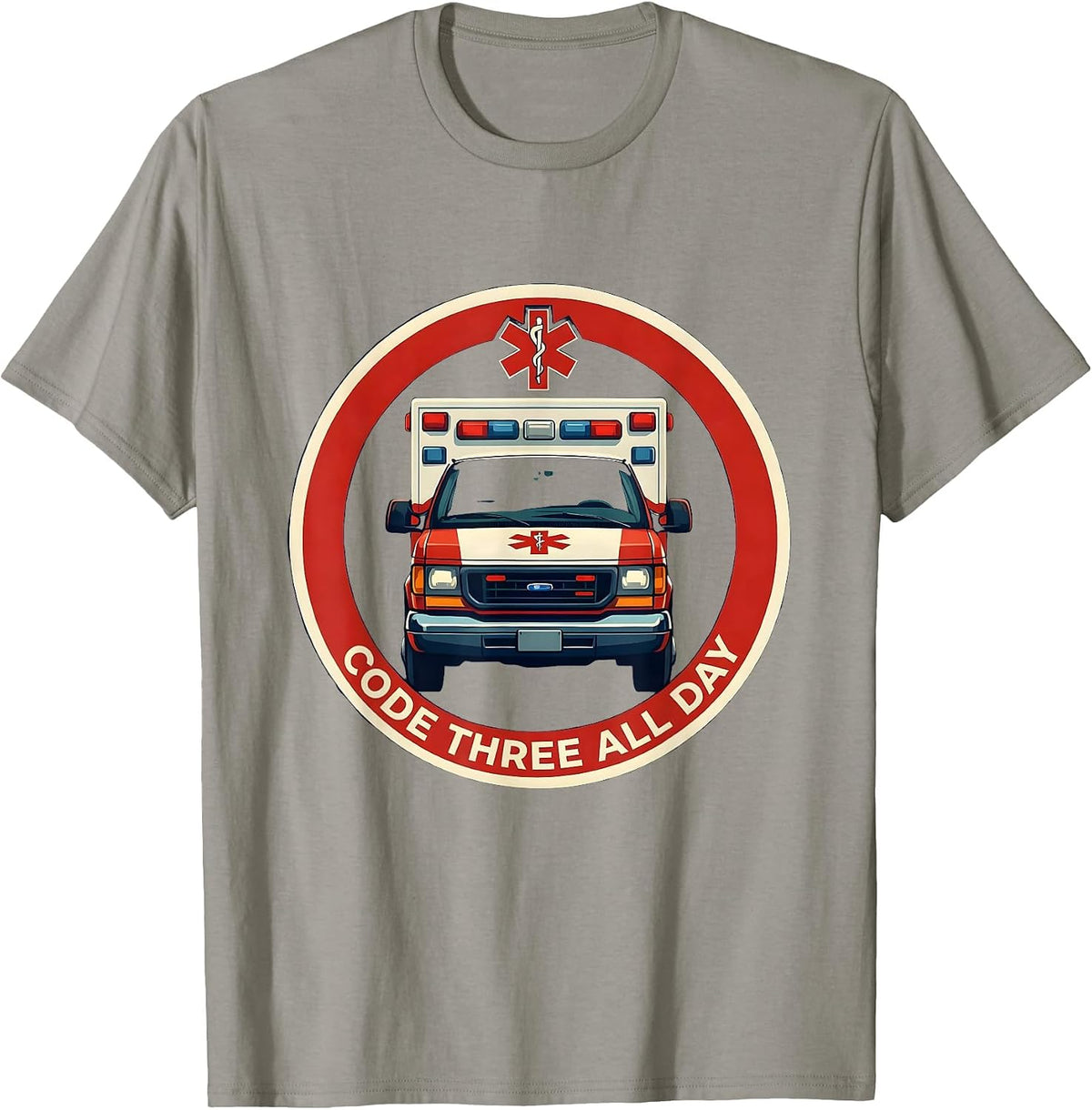 Men's Code Three All Day EMT First Responder Design T-Shirt - Slate Grey