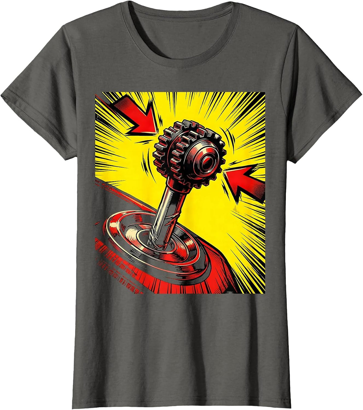 Women's Stuck In Between Funny Gear Shift Graphic T-Shirt - Asphalt Grey