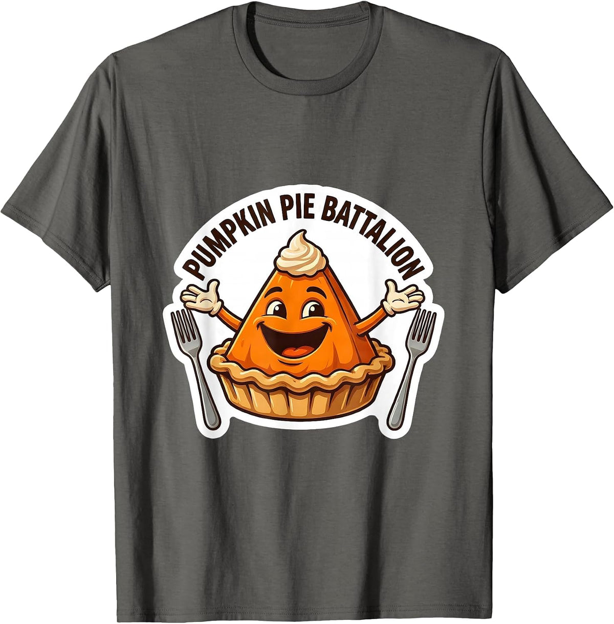 Men's Pumpkin Pie Battalion Funny Thanksgiving Pie Lover Humor T-Shirt - Asphalt Grey